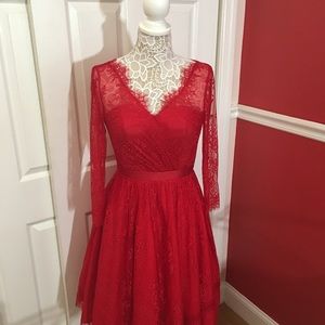 Chi Chi London red lace dress size UK10